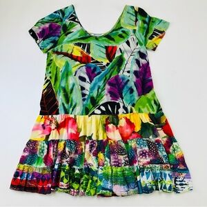 Jams World Hattie bright dress Small Hattie Jasper print short sleeve tiered hem